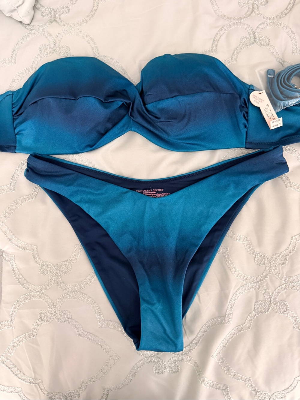 Victoria's Secret Blue Ombre Strapless Bikini Set